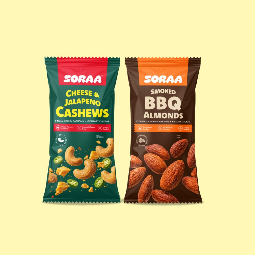 Cheese & Jalapeno Cashews and Smoked BBQ Almonds