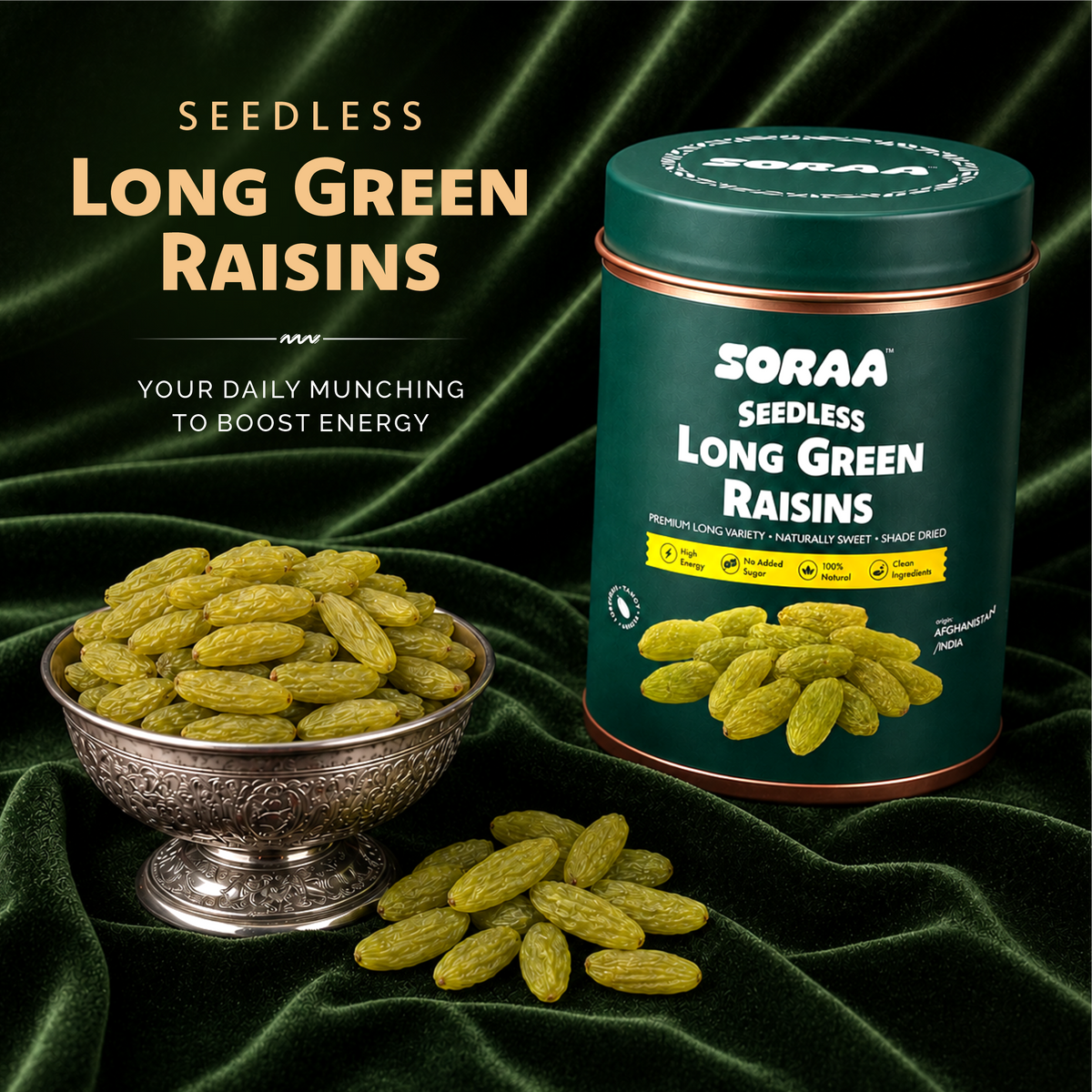 Seedless Long Green Raisins